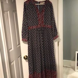 Loft floral pattern 3/4 length sleeve midi dress